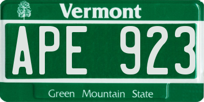 VT license plate APE923