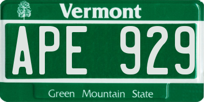 VT license plate APE929