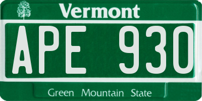VT license plate APE930