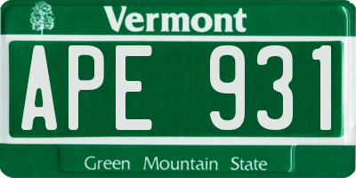 VT license plate APE931