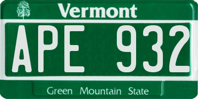 VT license plate APE932