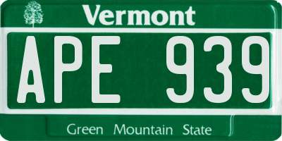 VT license plate APE939