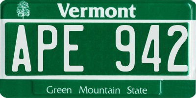 VT license plate APE942