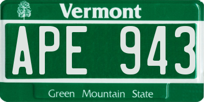 VT license plate APE943