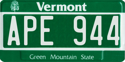 VT license plate APE944
