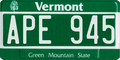 VT license plate APE945