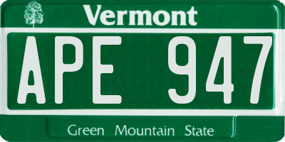 VT license plate APE947