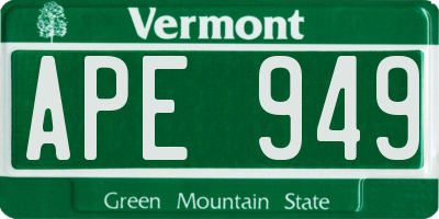 VT license plate APE949
