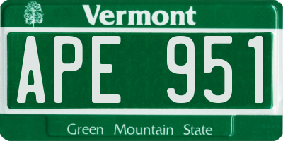 VT license plate APE951