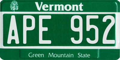 VT license plate APE952