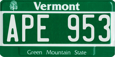 VT license plate APE953