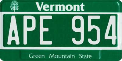 VT license plate APE954