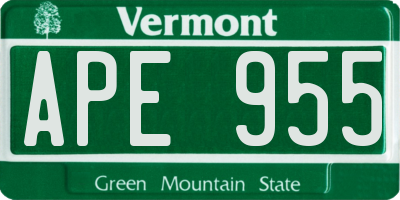 VT license plate APE955