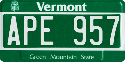 VT license plate APE957