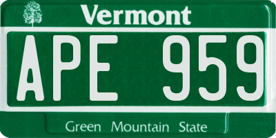 VT license plate APE959