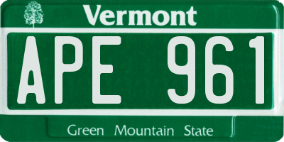 VT license plate APE961