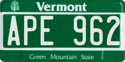 VT license plate APE962