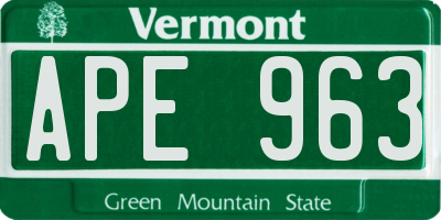VT license plate APE963