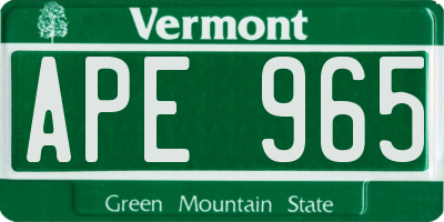 VT license plate APE965