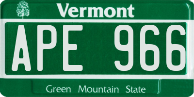 VT license plate APE966
