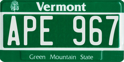 VT license plate APE967