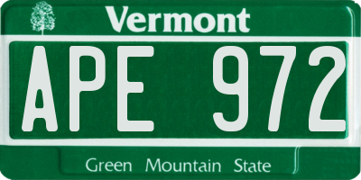 VT license plate APE972