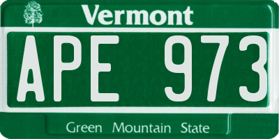 VT license plate APE973