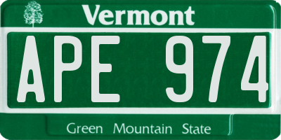 VT license plate APE974