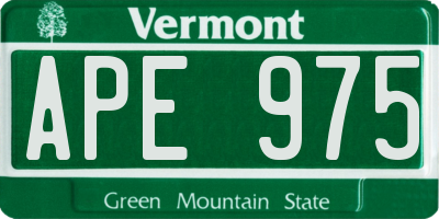 VT license plate APE975