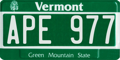 VT license plate APE977