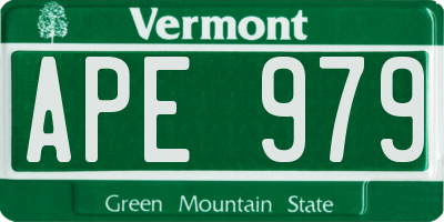 VT license plate APE979