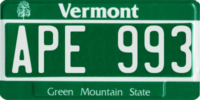 VT license plate APE993