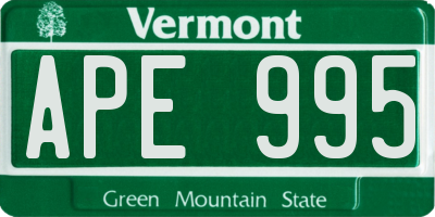 VT license plate APE995