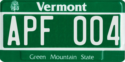 VT license plate APF004
