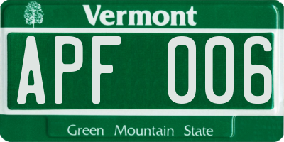 VT license plate APF006
