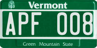 VT license plate APF008
