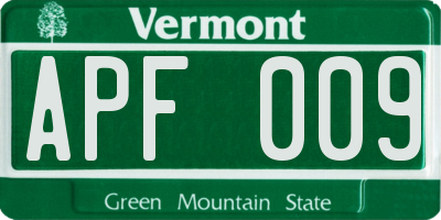 VT license plate APF009