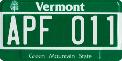 VT license plate APF011