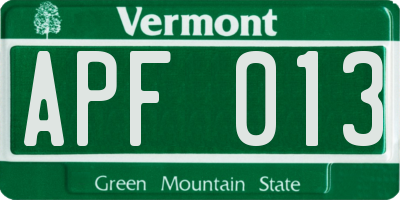 VT license plate APF013