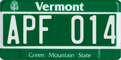 VT license plate APF014