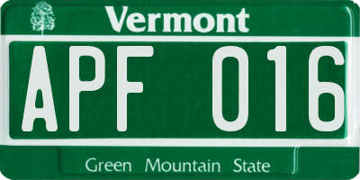 VT license plate APF016