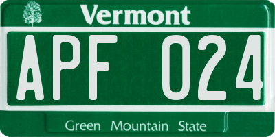 VT license plate APF024