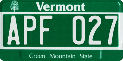 VT license plate APF027