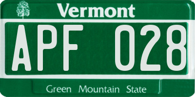 VT license plate APF028