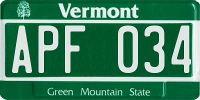 VT license plate APF034