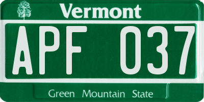 VT license plate APF037