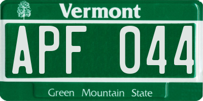 VT license plate APF044