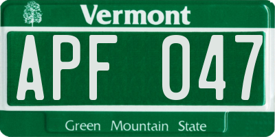 VT license plate APF047