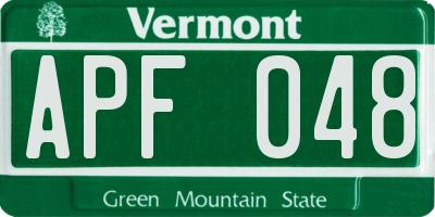 VT license plate APF048