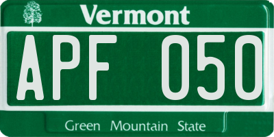 VT license plate APF050